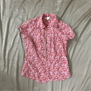 Pink Floral Button Up Blouse